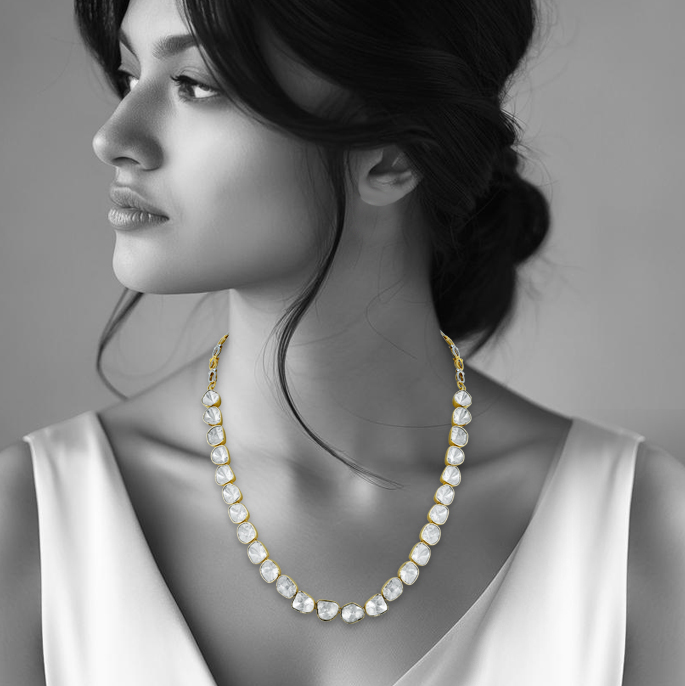 Polki Necklace Line in Open Setting